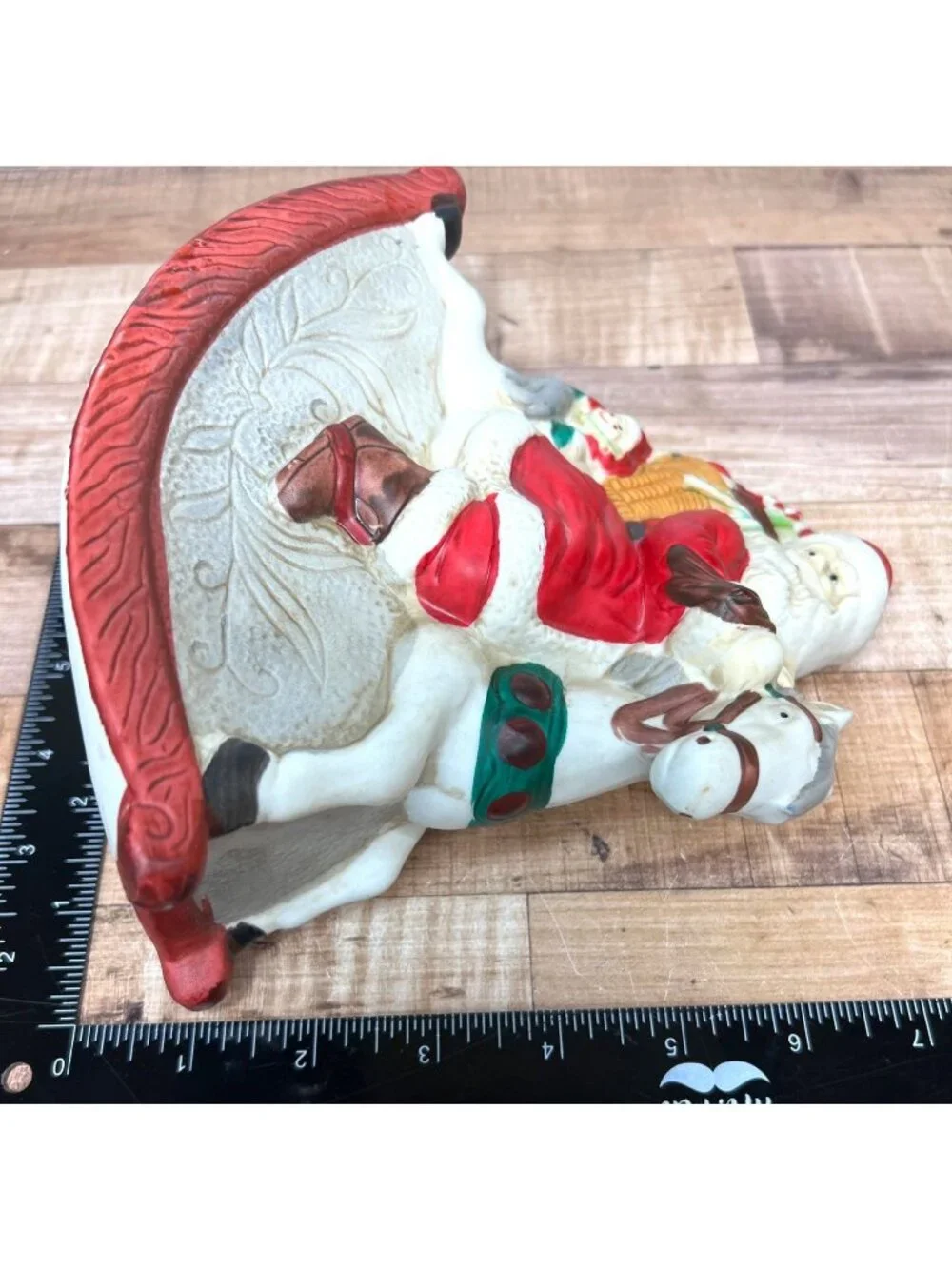 Vintage Santa Claus Rocking Horse Ceramic Figurine Christmas Decor Plays Music